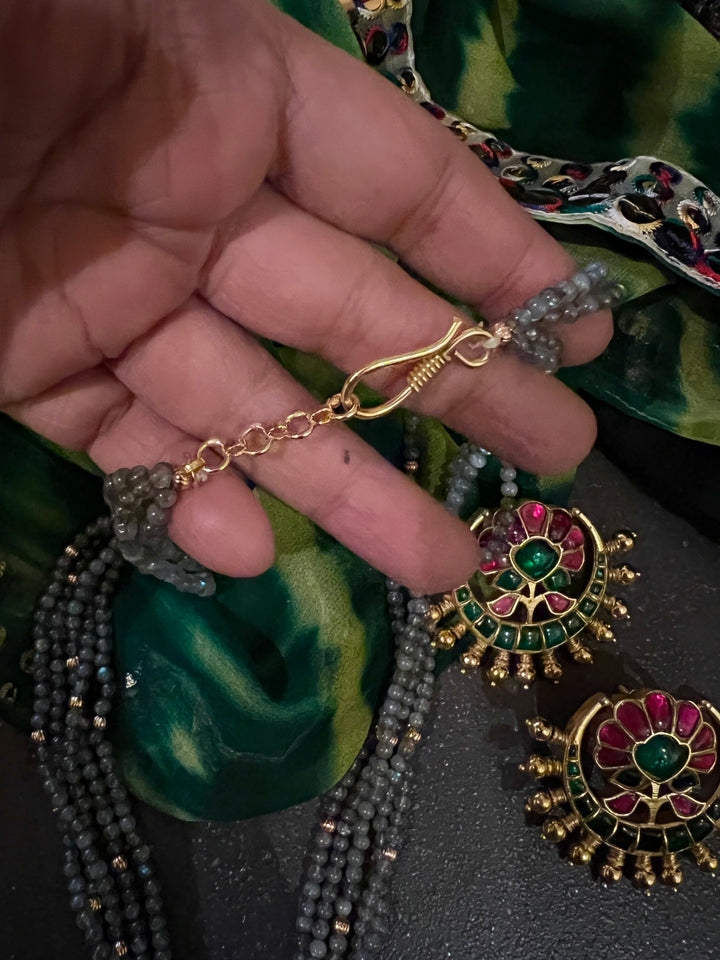 Beautiful Fusion Kundan Pendant Necklace with Earrings