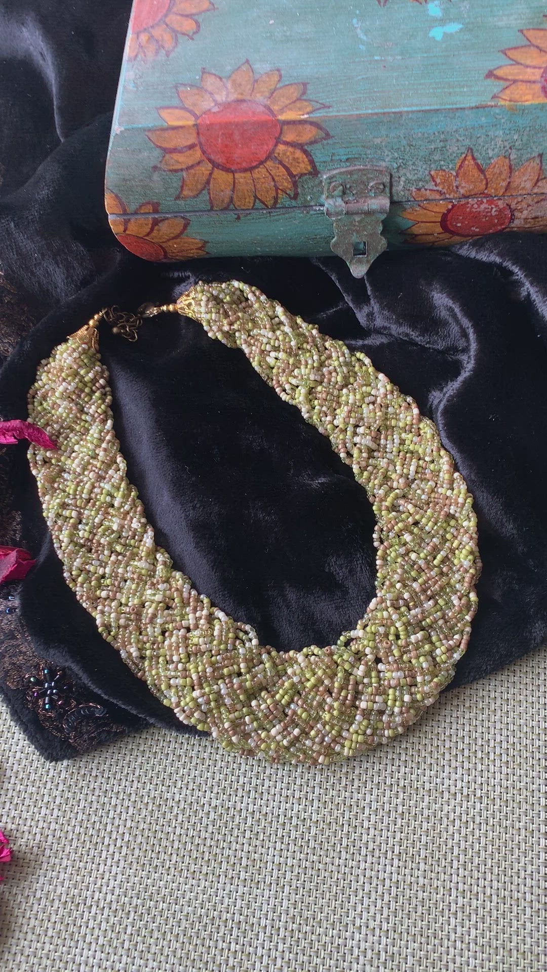 Pastel Green Beaded Necklace