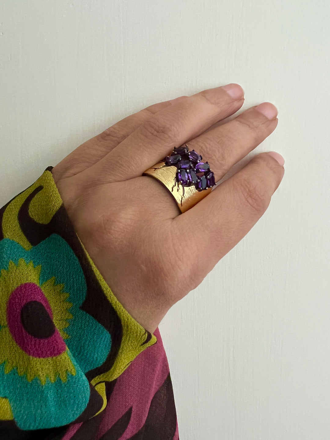 Designer Pure Silver Amethyst Ring