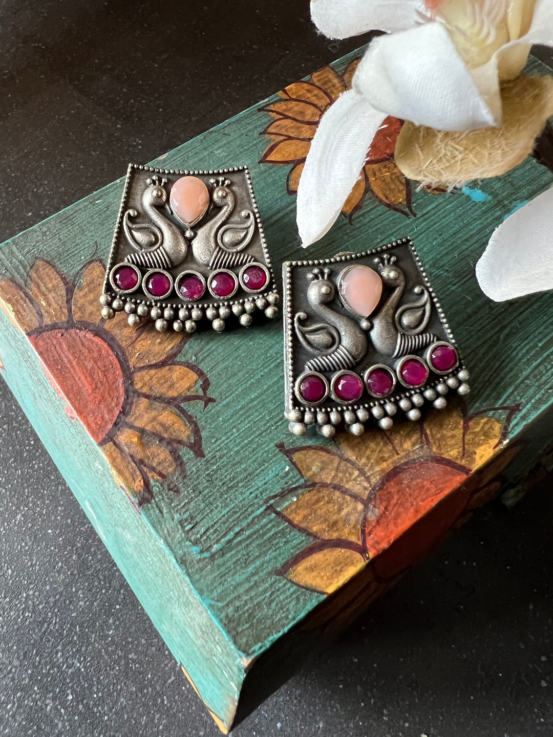 Antique Twin Peacock Earrings