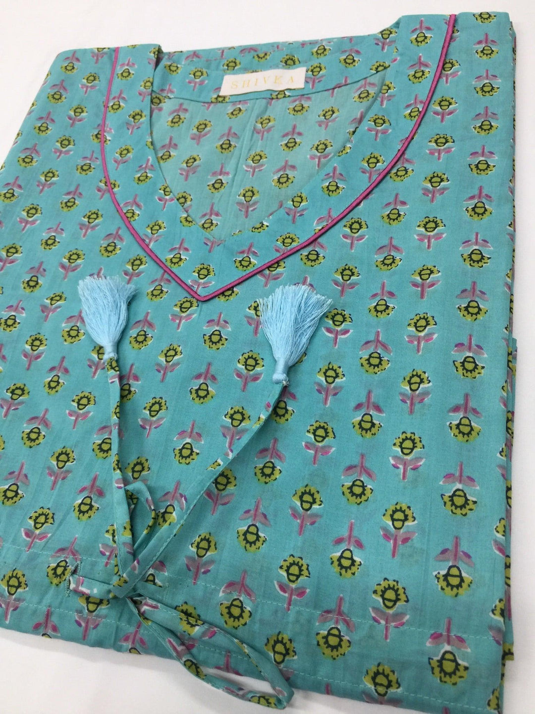 Indian Print Cotton Kaftan - SHIVKA