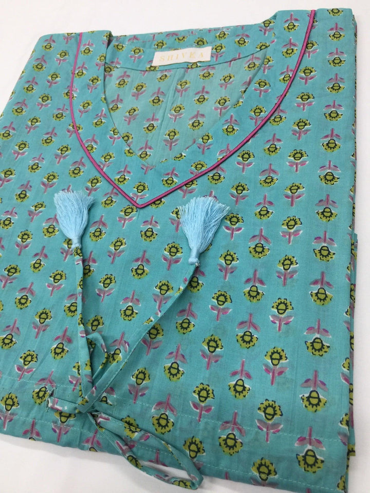 Indian Print Cotton Kaftan - SHIVKA