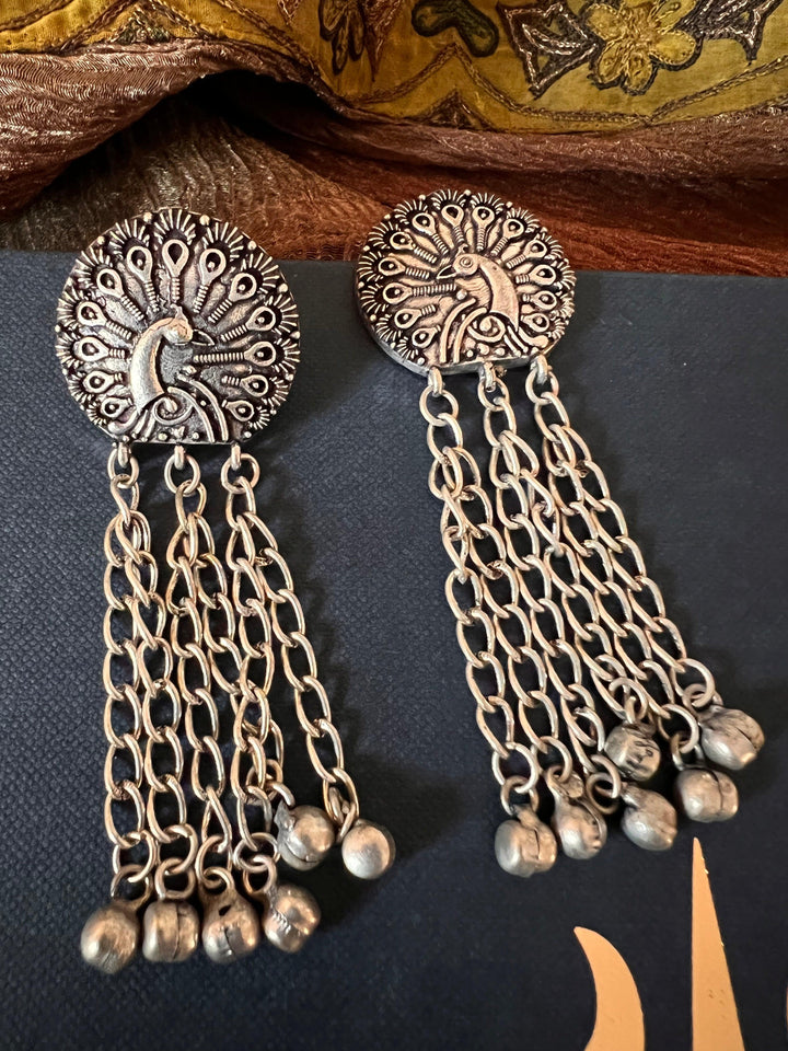 Tasseled Peacock Earrings - SHIVKA