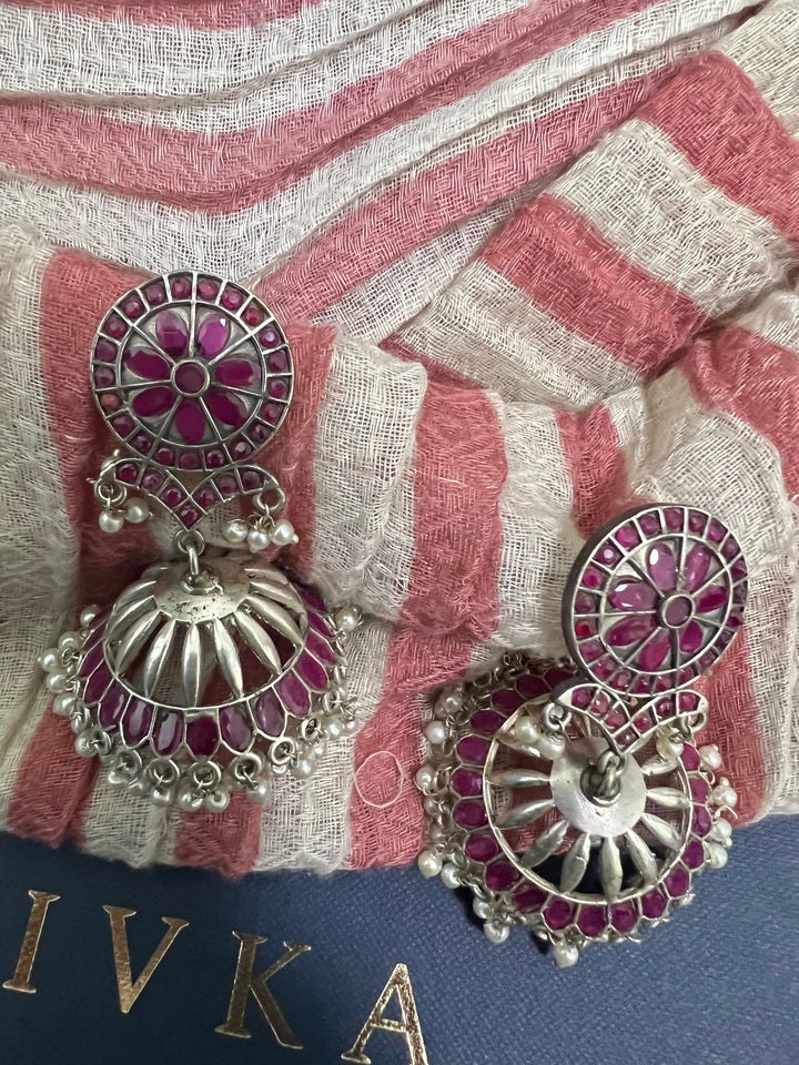 Gorgeous Silver Tone Jhumkas