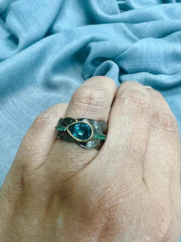 Vintage Pure 925 Silver Topaz  Ring - SHIVKA