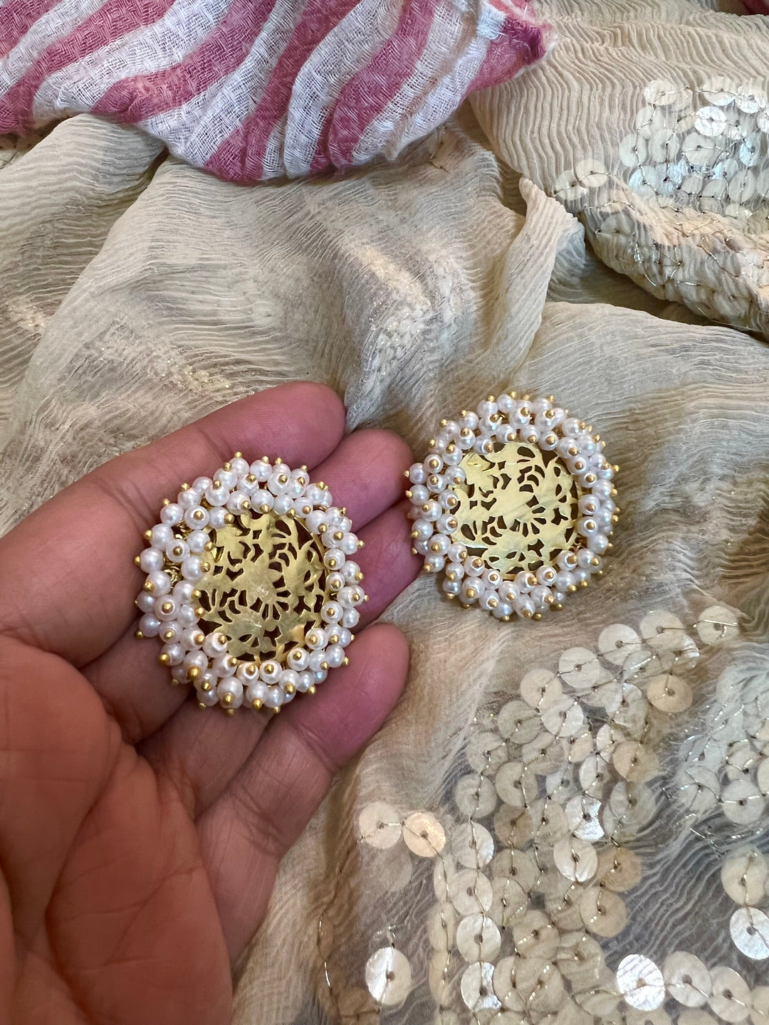 Classy Pearl Cluster Studs