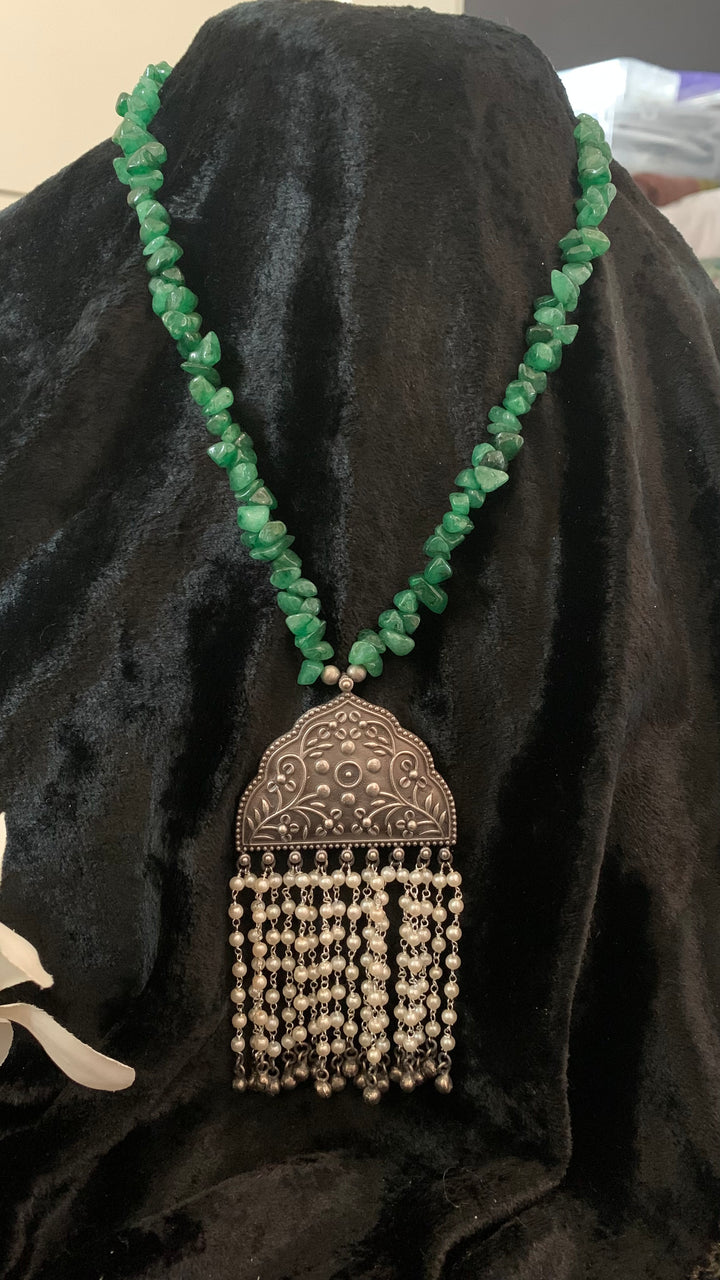 Beautiful Pendant Beaded Long Necklace with Statement Earrings