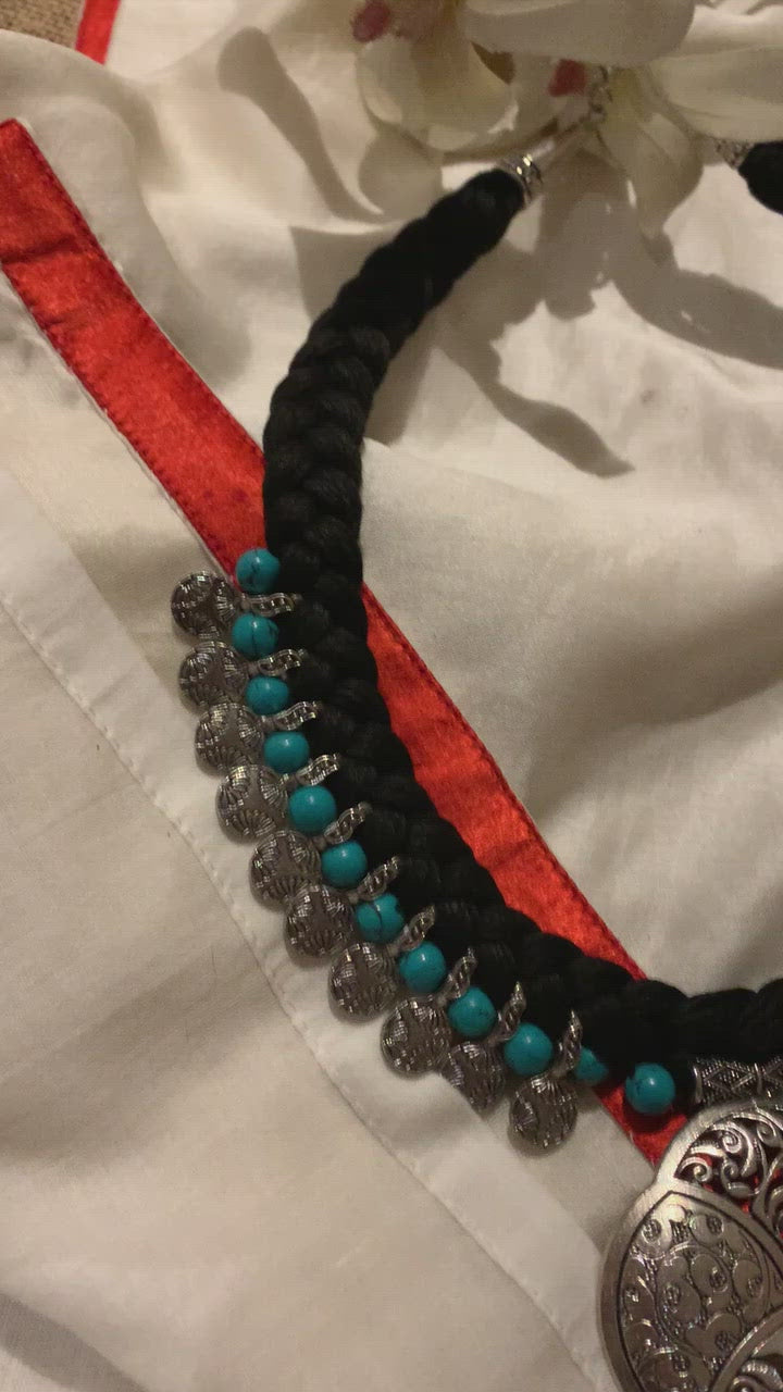 Silver Turquoise Tribal Necklace