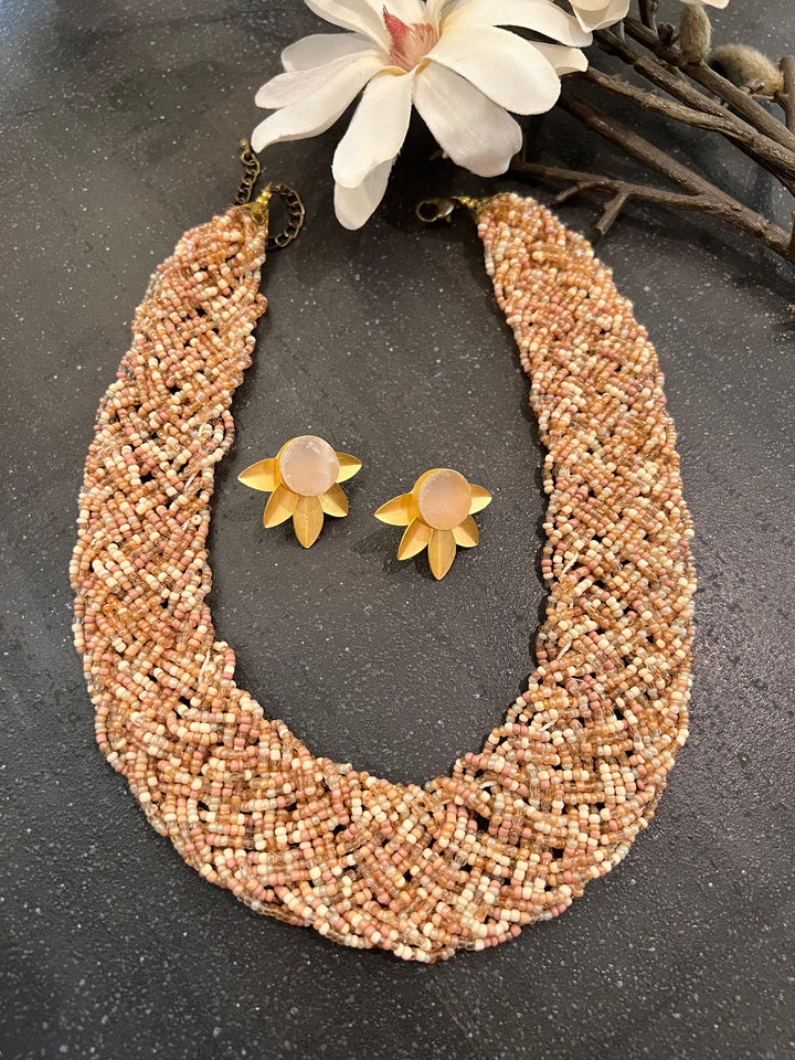 Statement Necklace with Gemstones Studs