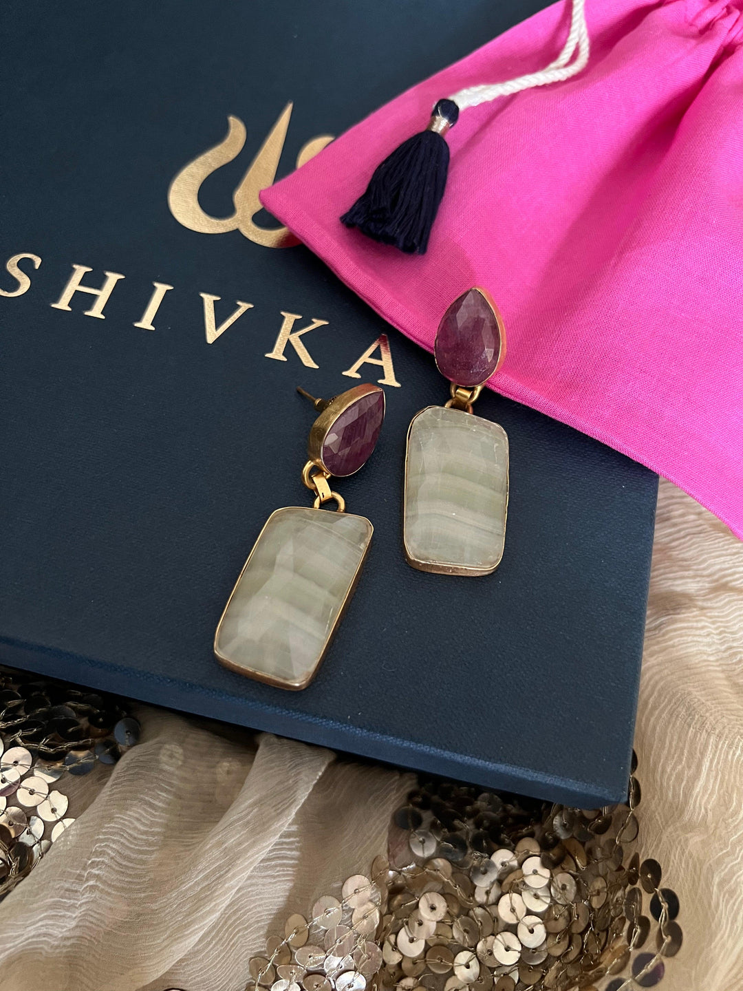 Premium Ruby and Sapphire Earrings - SHIVKA
