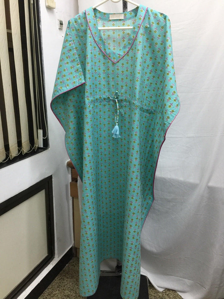 Indian Print Cotton Kaftan - SHIVKA