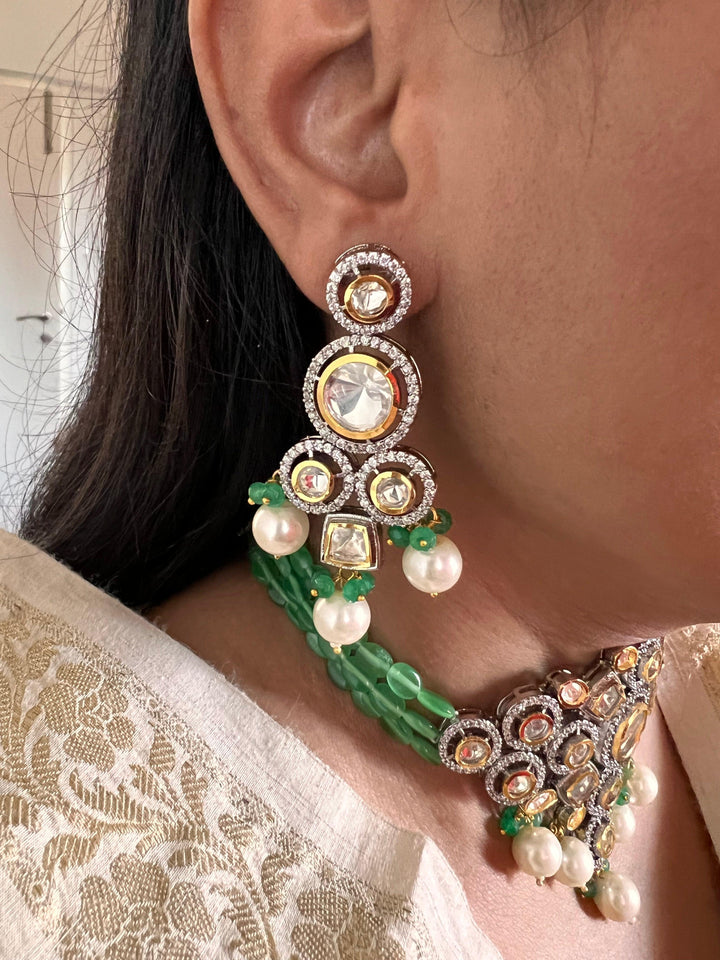 Scintillating Bridal Kundan Choker with Earrings - SHIVKA