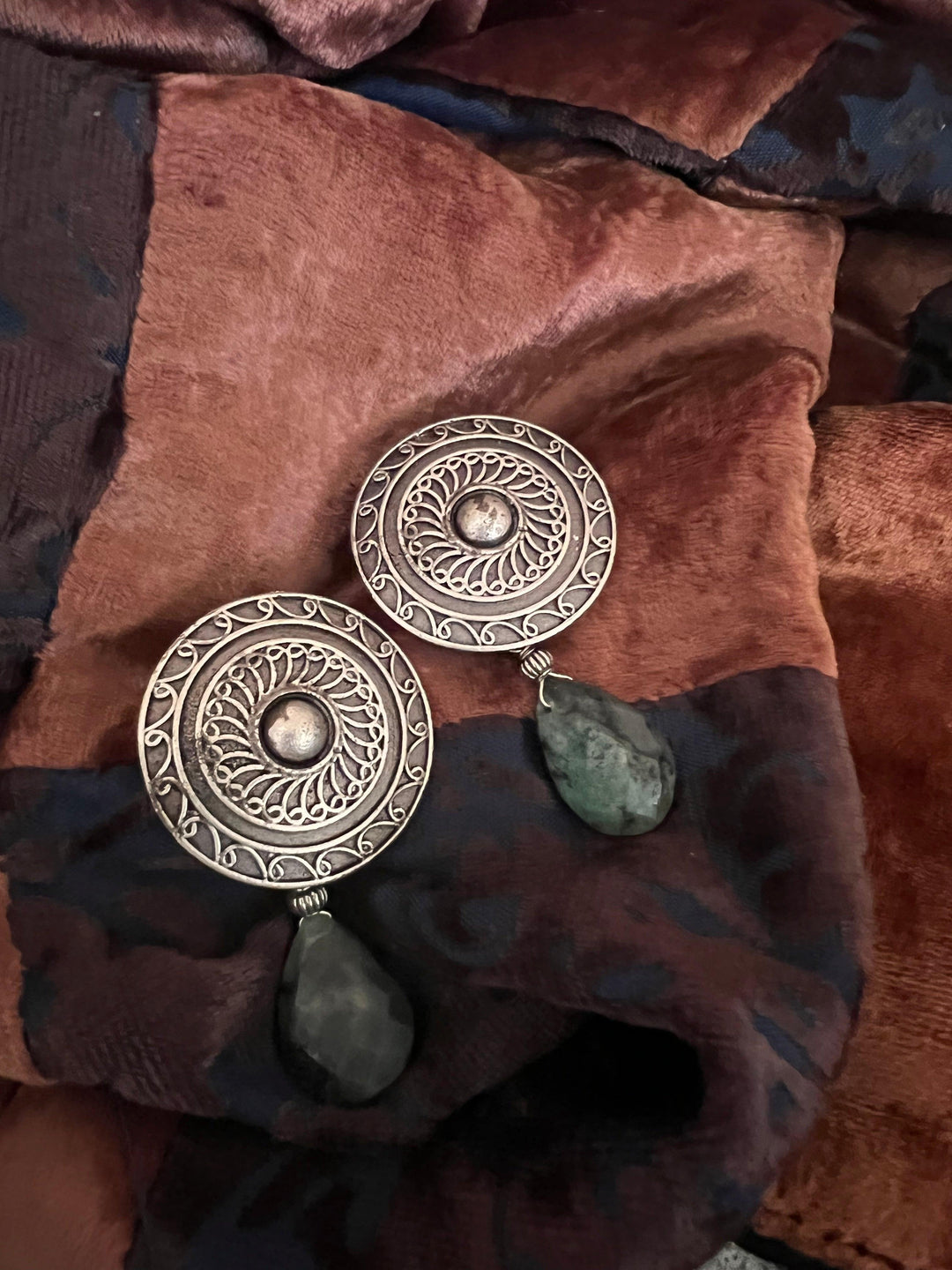 Real Emerald Drop Antique Earrings - SHIVKA