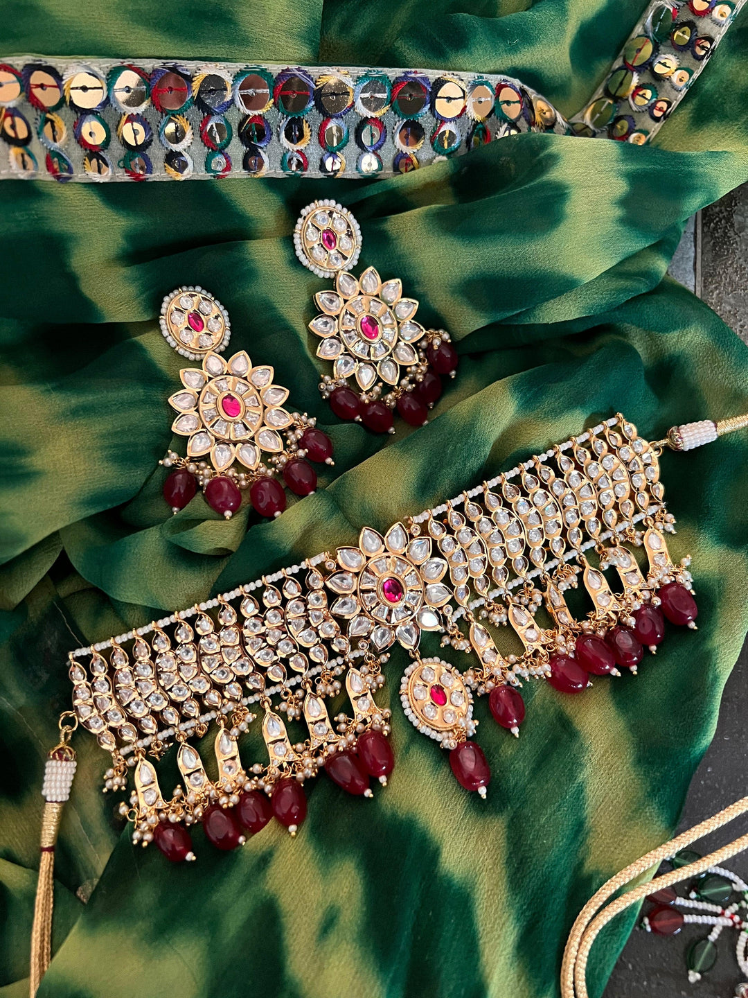 Jadau Kundan Choker with Statement Earrings - SHIVKA