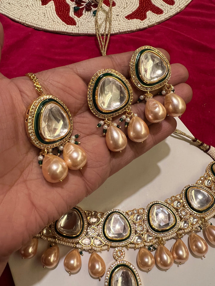 Royal Bridal Choker Necklace with Earrings and Maangtikka