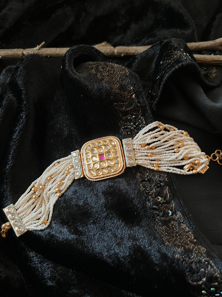Pearls and Gold Kundan Bracelet