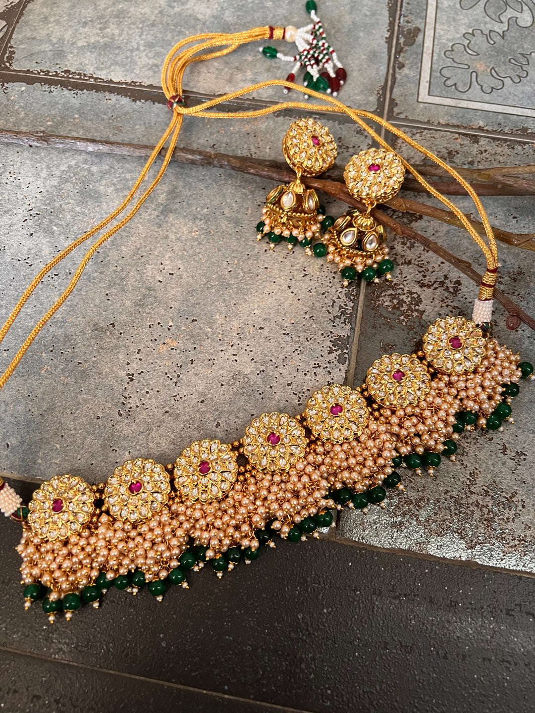Elegant Kundan Choker with Earrings and Maangtikka