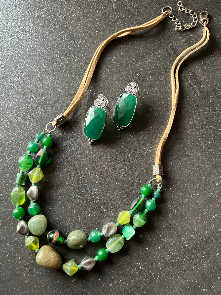 Beaded Necklace with studs