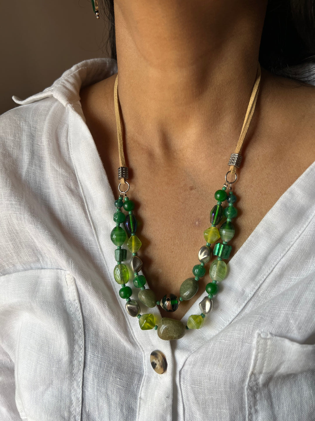 Beaded Necklace with studs