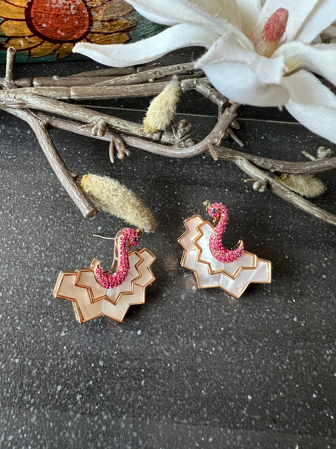 Mother of Pearl Swan Studs