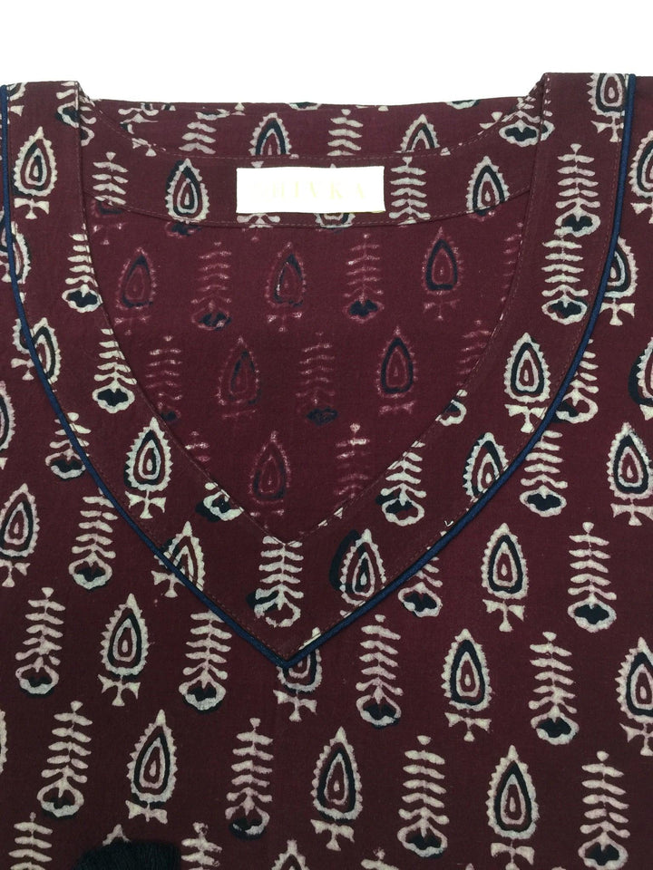 Indian Print Cotton Kaftan - SHIVKA