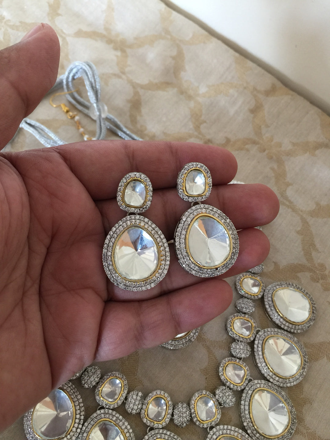 High Quality Uncut Polki Kundan Necklace with Earrings and Mangtikka