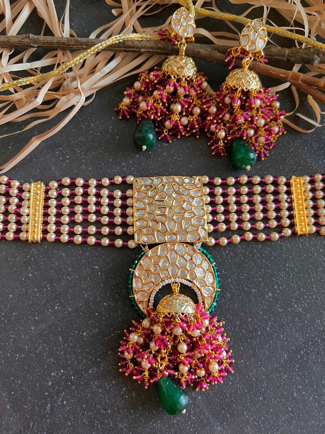 Kundan Choker with Statement Earrings - SHIVKA
