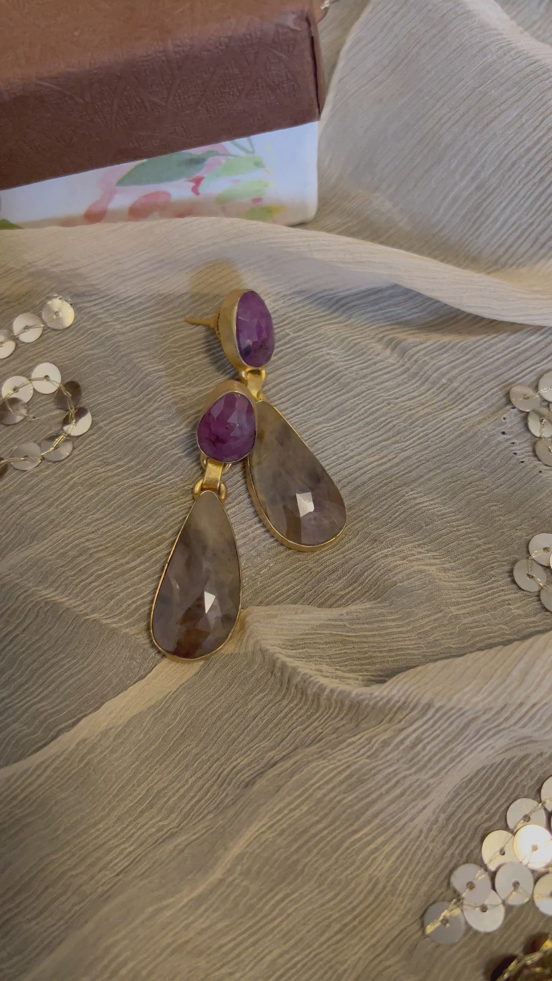 Premium Ruby and Sapphire Earrings