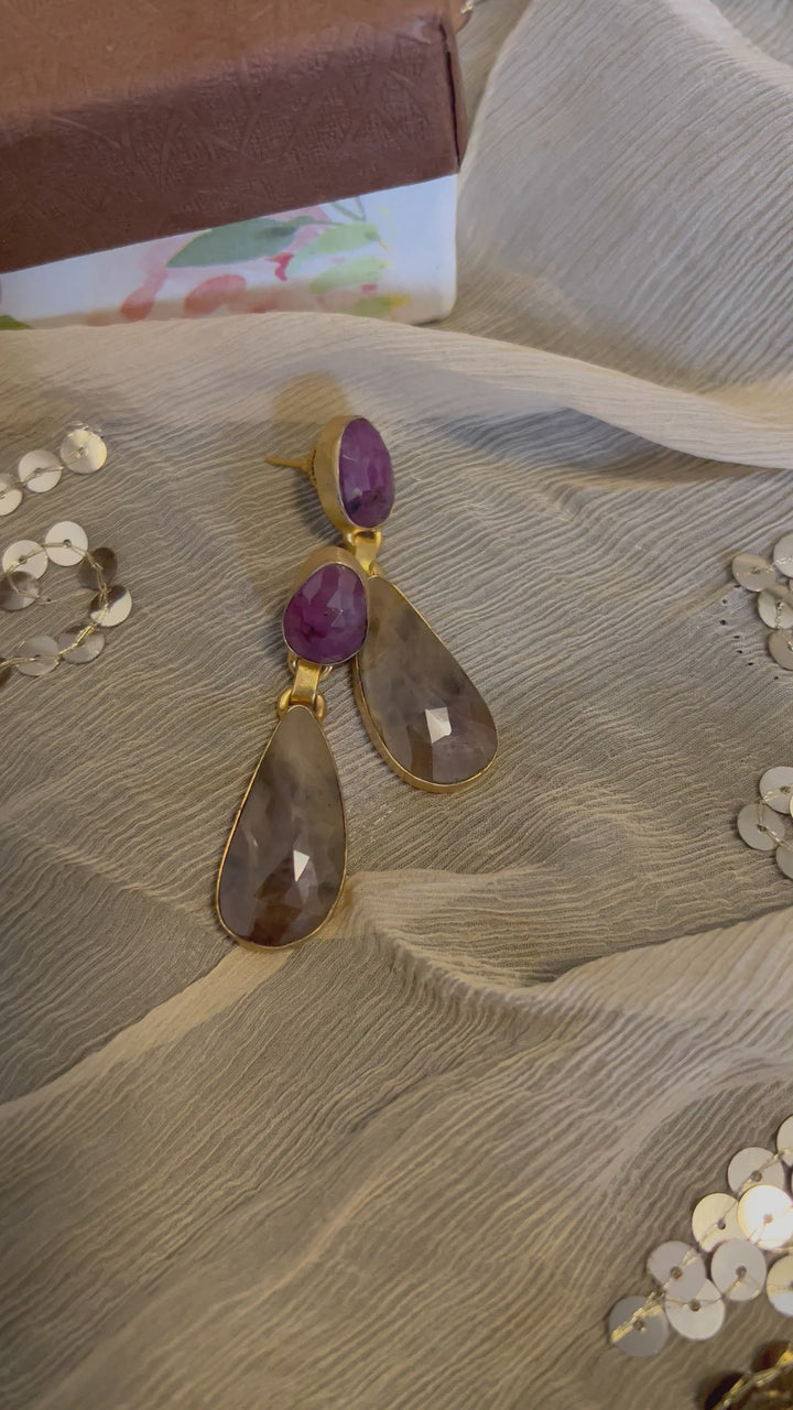 Premium Ruby and Sapphire Earrings