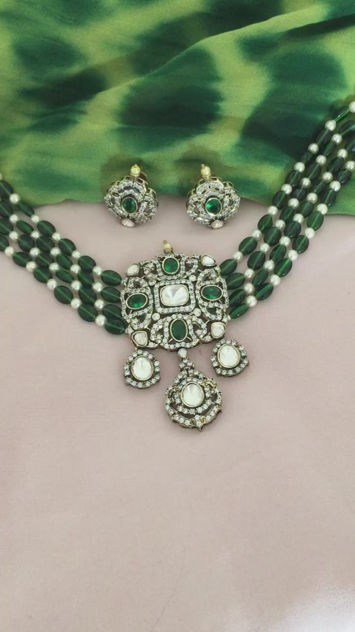 Victorian Kundan Choker with Earrings