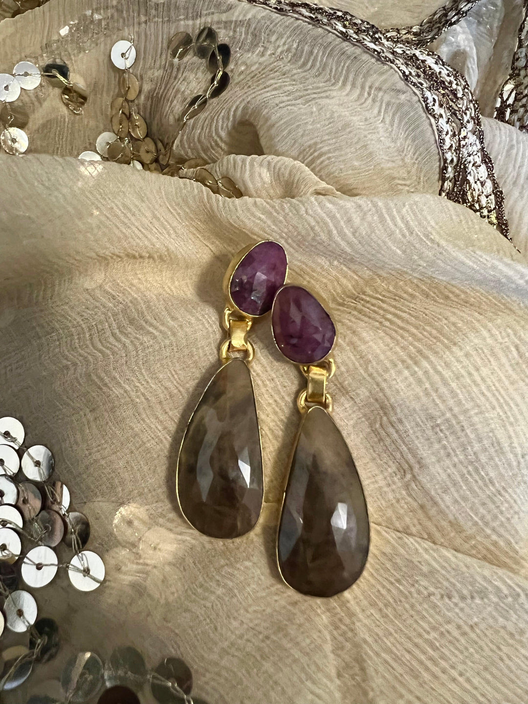 Premium Ruby and Sapphire Earrings - SHIVKA