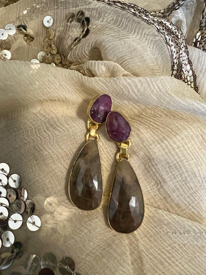 Premium Ruby and Sapphire Earrings - SHIVKA