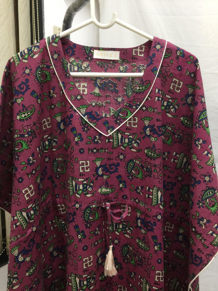 Indian Print Cotton Kaftan - SHIVKA