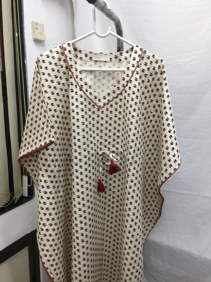 Indian Print Cotton Kaftan - SHIVKA