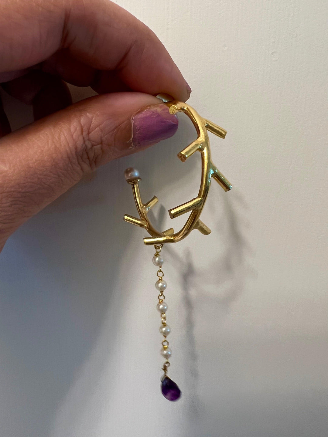 Pearl Drop Hoop Earrings - SHIVKA