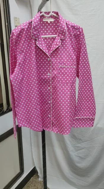 Pink Polka Cotton Night Suit