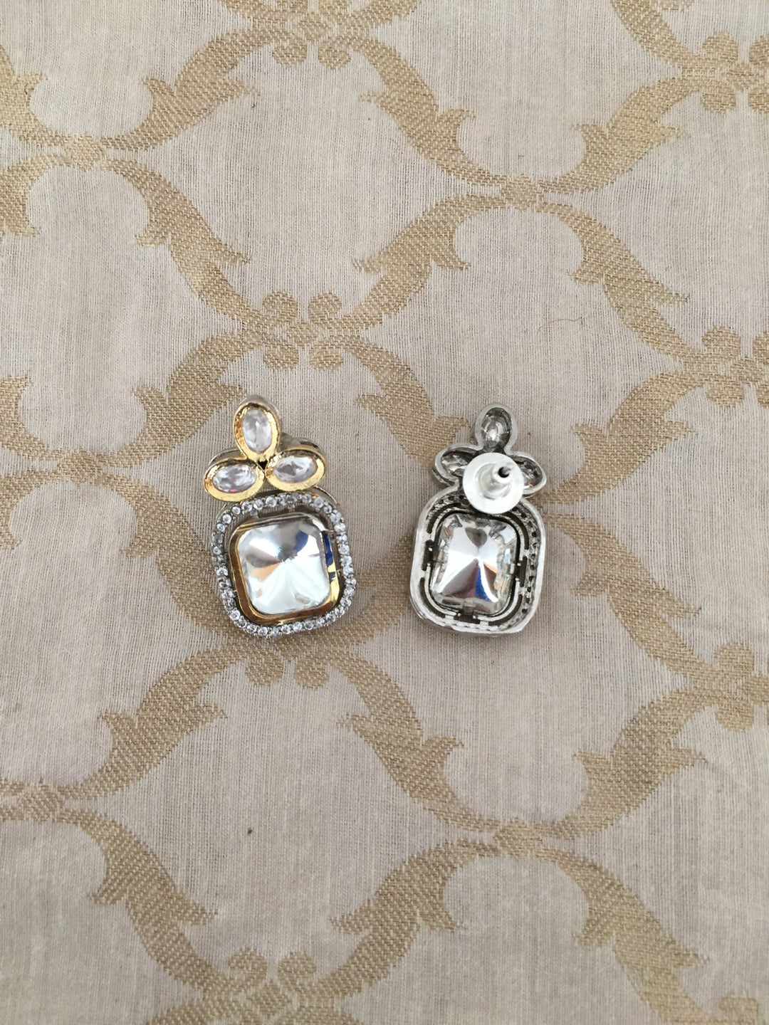 High Quality Square Shaped Kundan Necklace with Studs