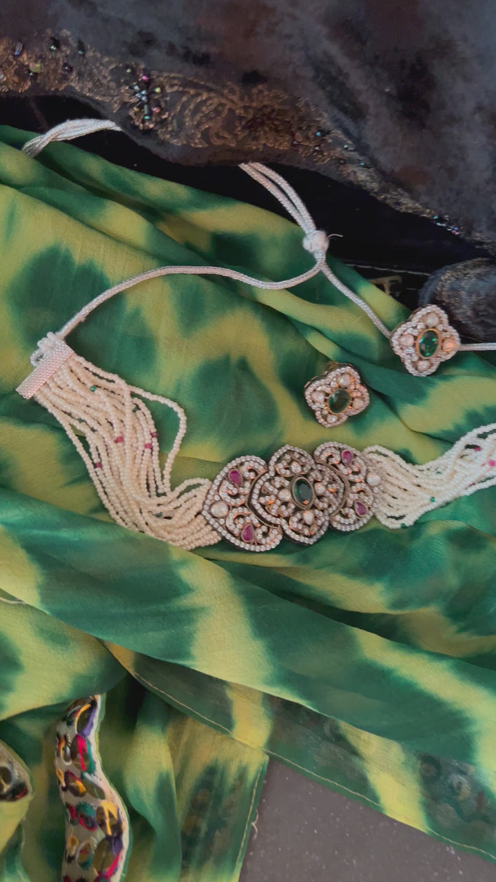 Pearls Choker with Statement Earrings