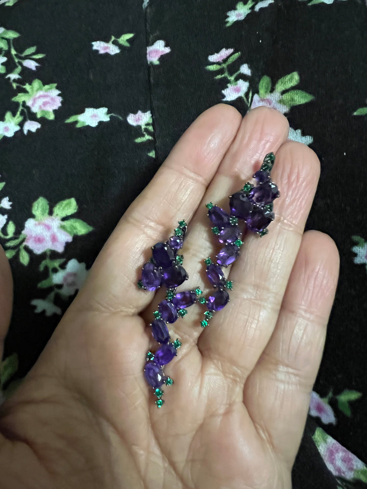 Minimalist 925 Silver Amethyst Danglers