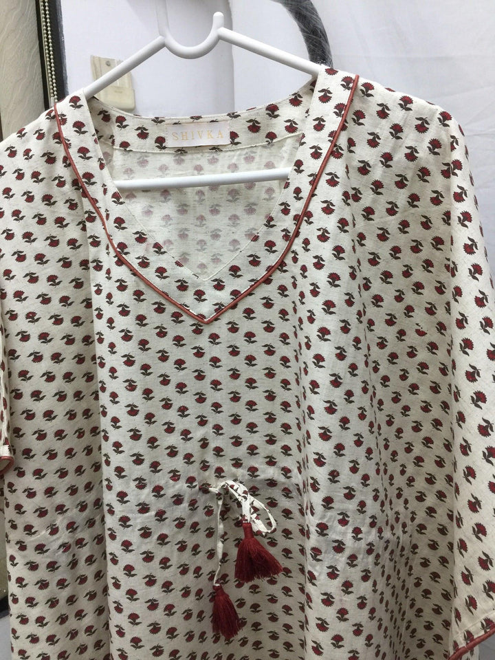 Indian Print Cotton Kaftan - SHIVKA