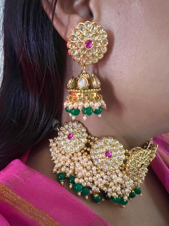 Elegant Kundan Choker with Earrings and Maangtikka