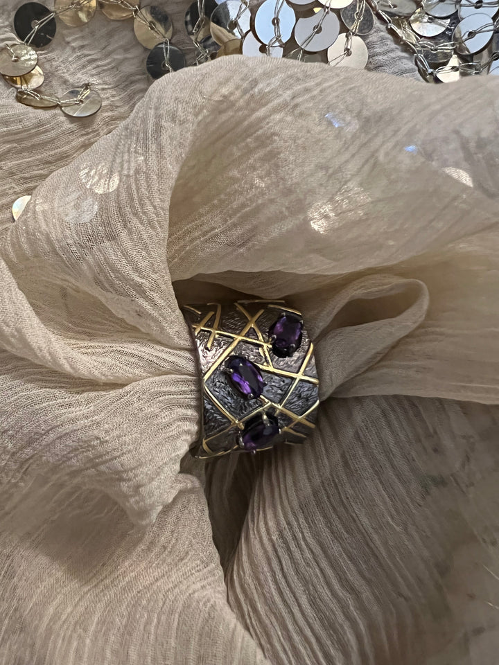 Designer Amethyst Pure 925 Silver Ring