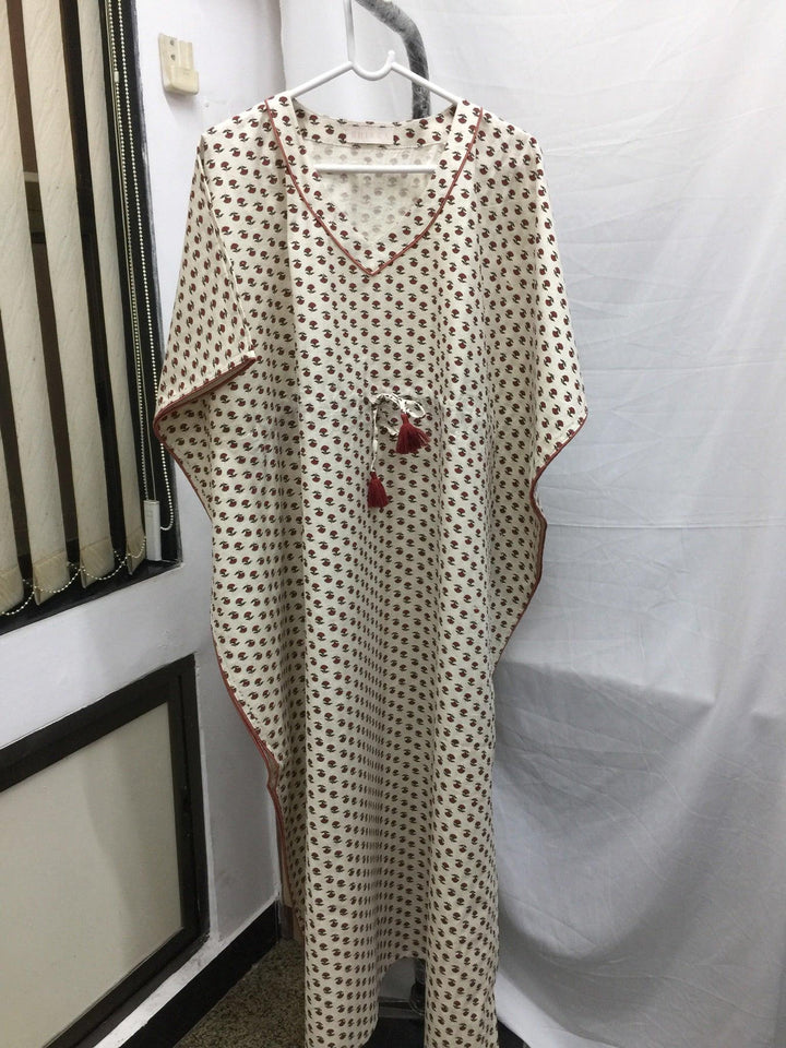 Indian Print Cotton Kaftan - SHIVKA