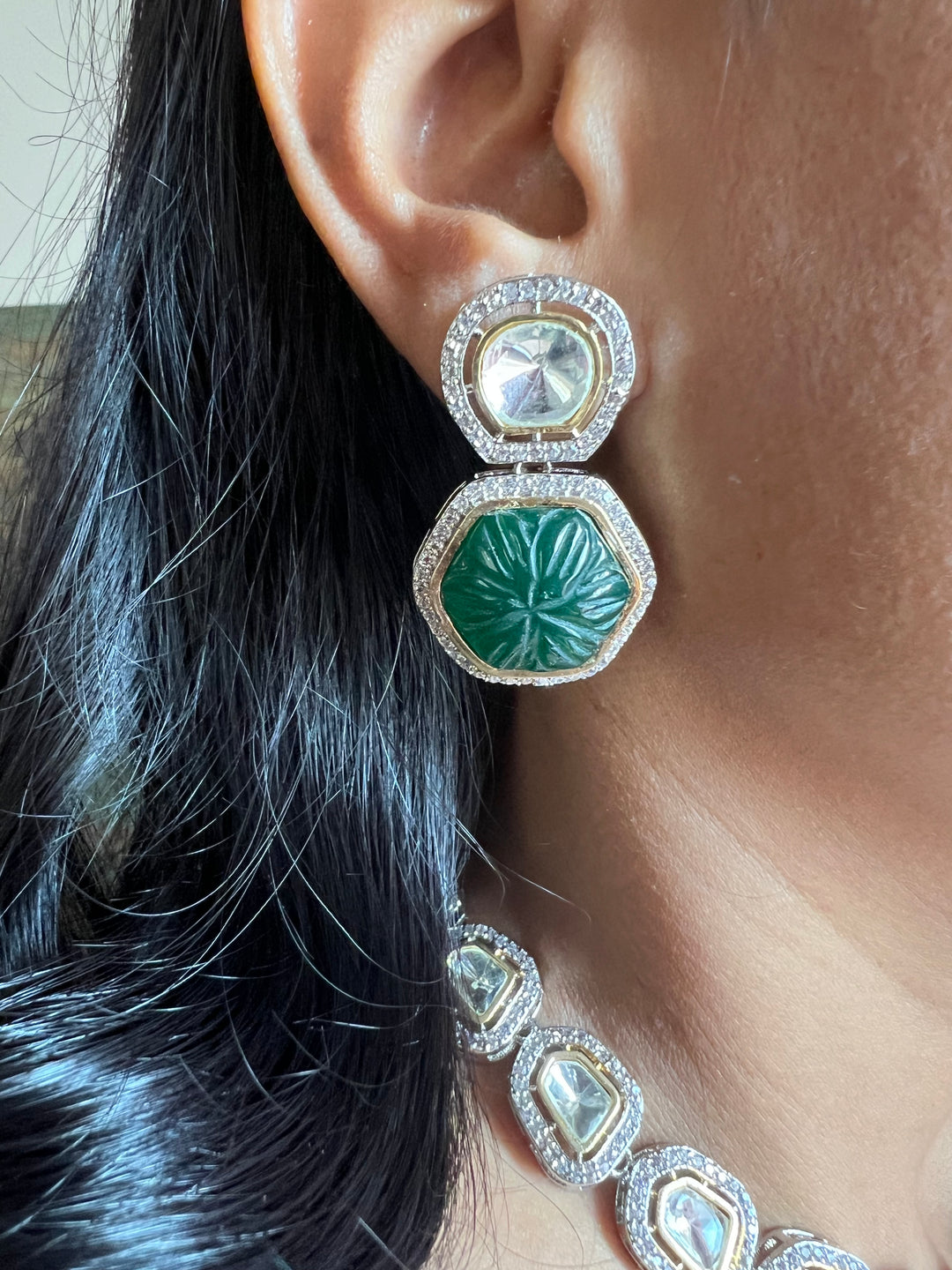 Victorian Kundan Necklace with Earrings