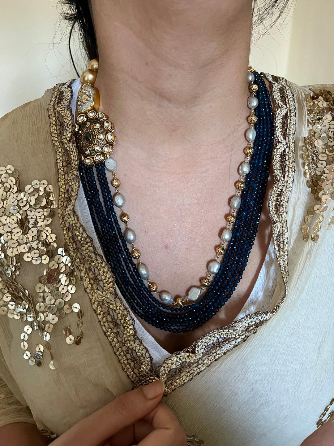 Premium Jade and Pearls Necklace - SHIVKA