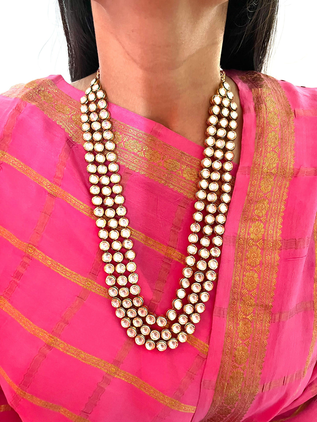 Jadau Kundan Necklace with Earrings and Maangtikka - SHIVKA