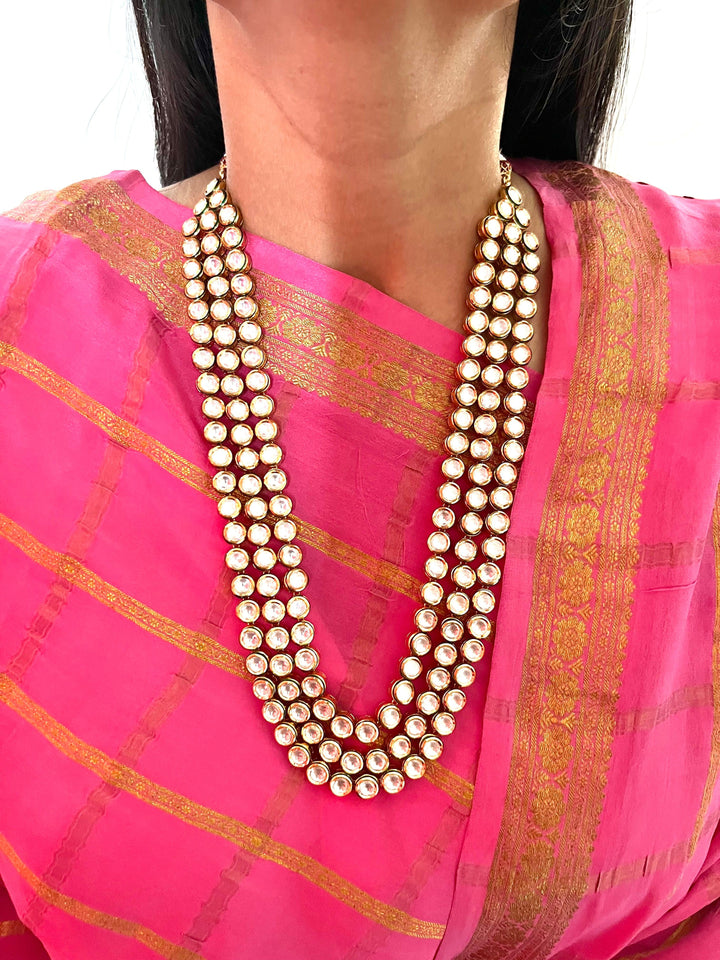 Jadau Kundan Necklace with Earrings and Maangtikka - SHIVKA