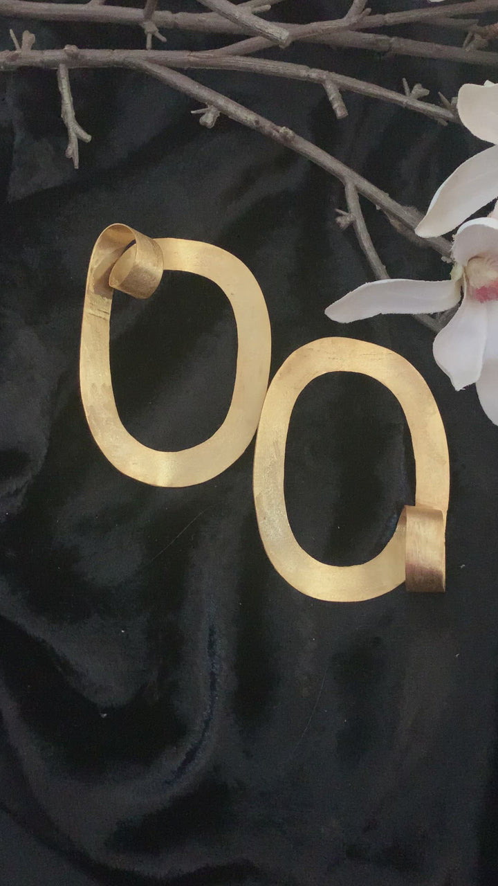 Asymmetrical Statement Gold Tone Earrings