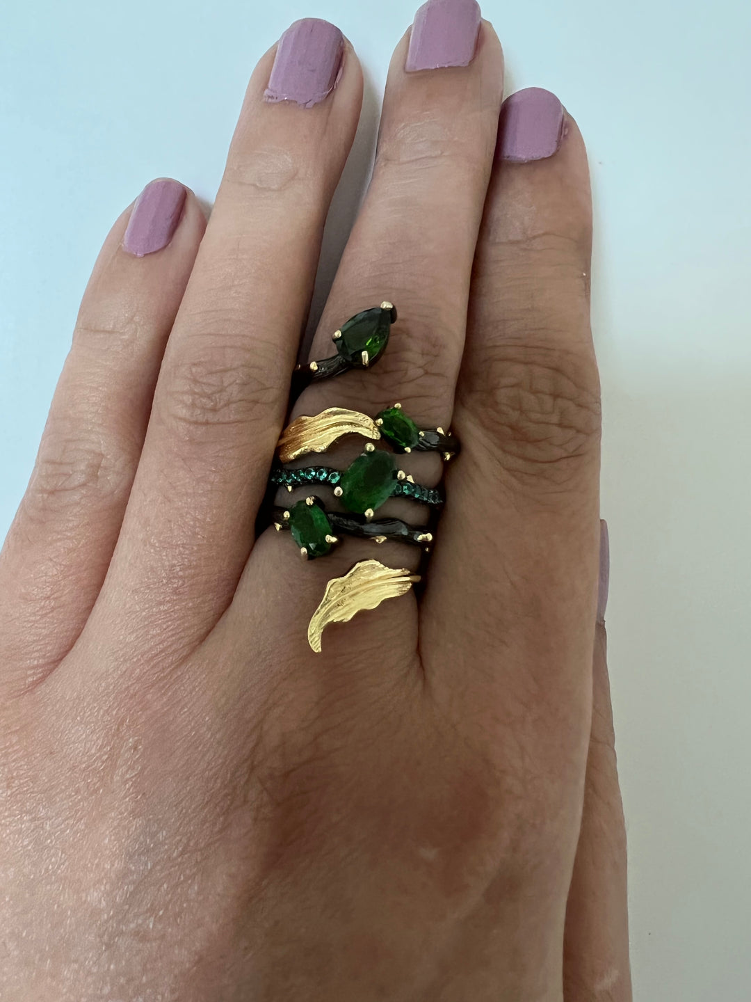 Designer Pure Silver Chrome Diopside Ring