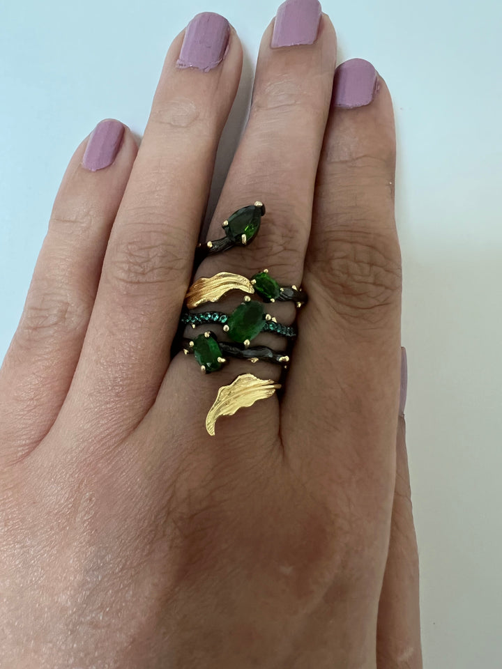 Designer Pure Silver Chrome Diopside Ring